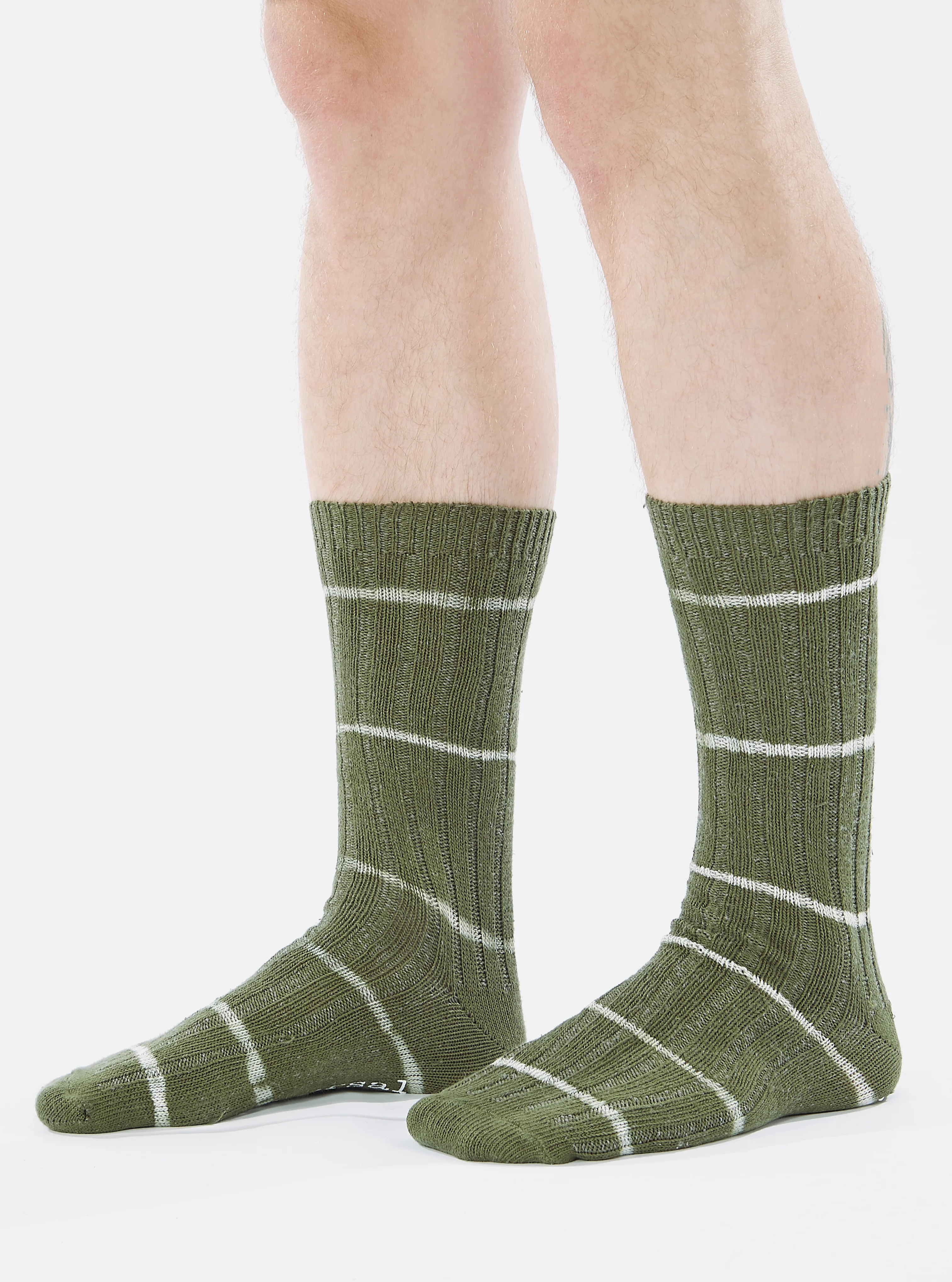 Olive Tie Dye Knit Slub Sock - Image 3