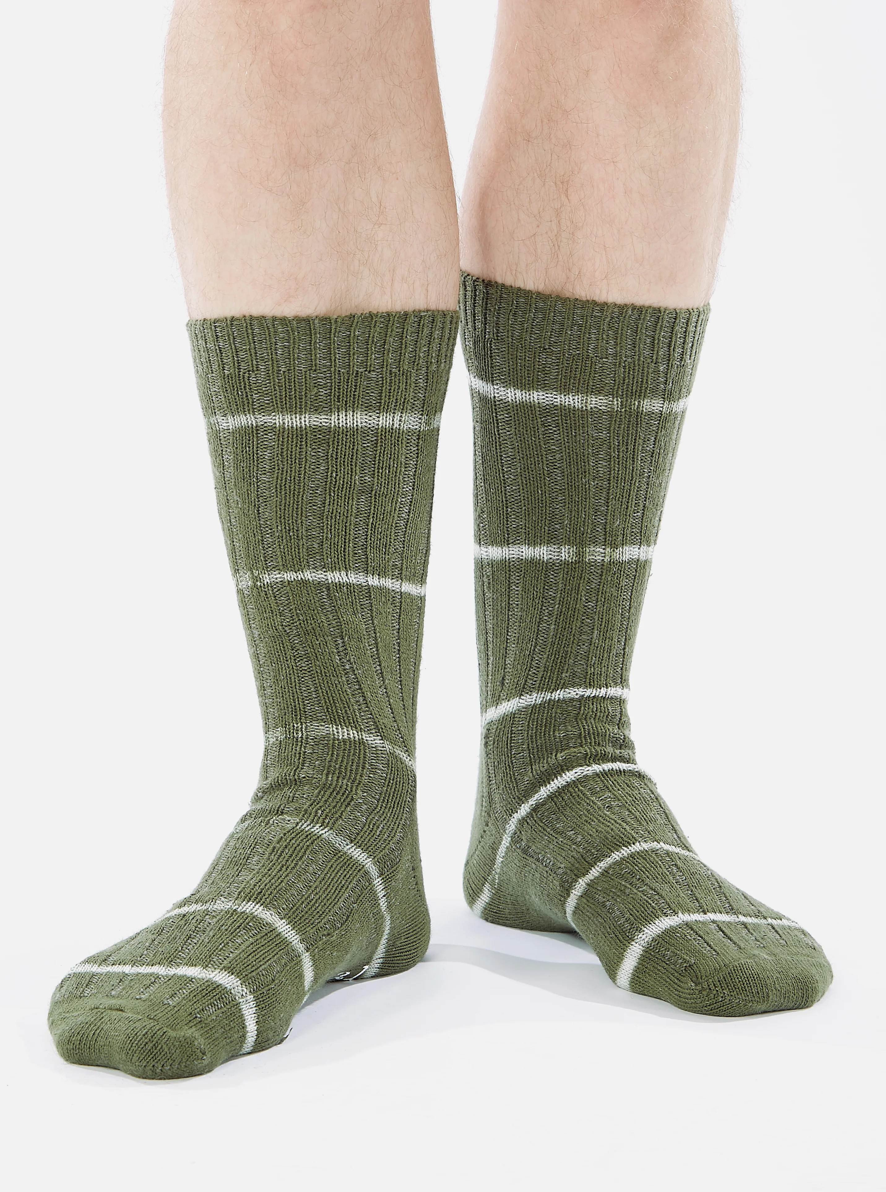 Olive Tie Dye Knit Slub Sock - Image 4