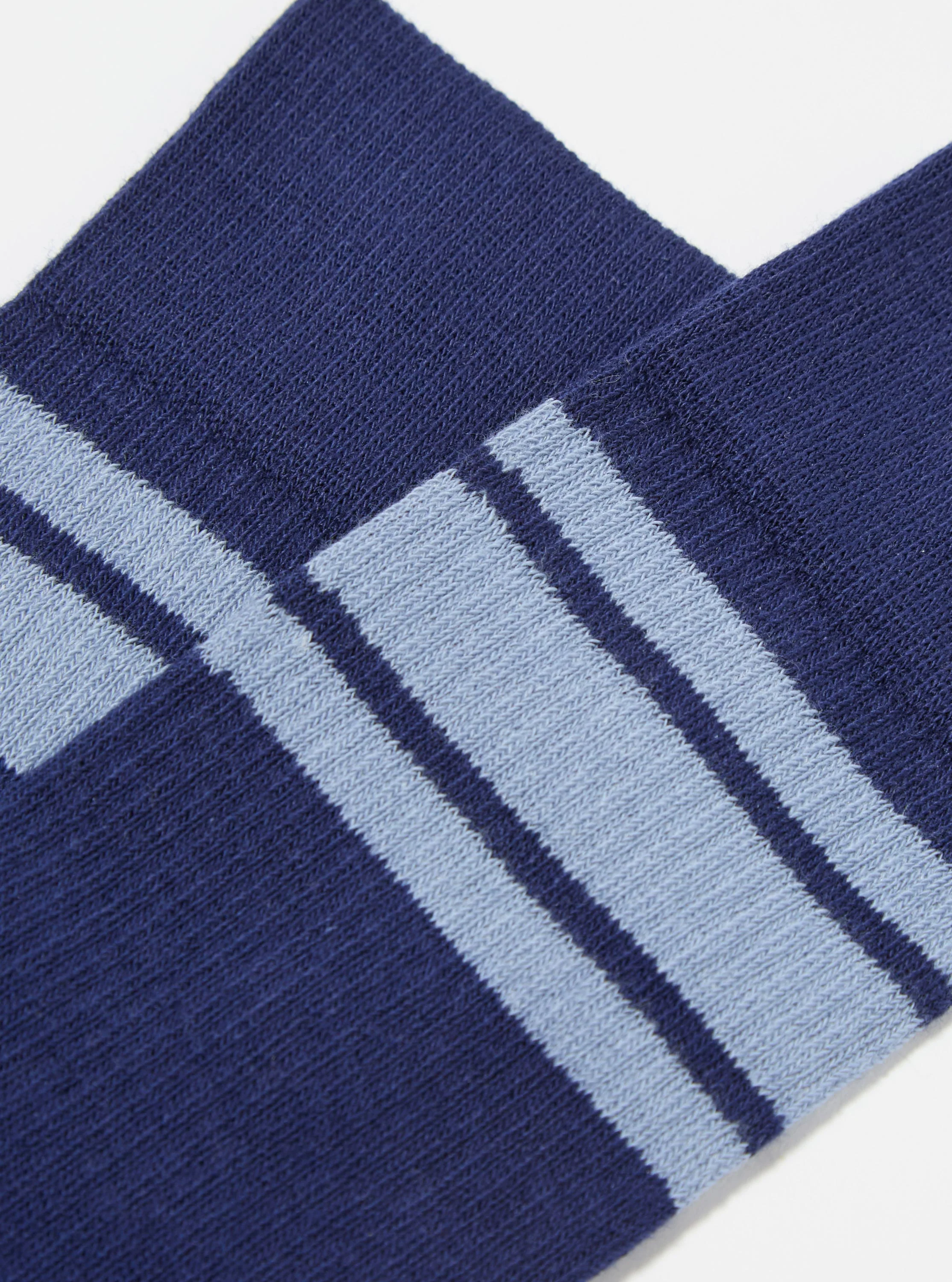 Topologie x Universal Works Navy/Blue Cotton Rib Sport Sock - Image 3