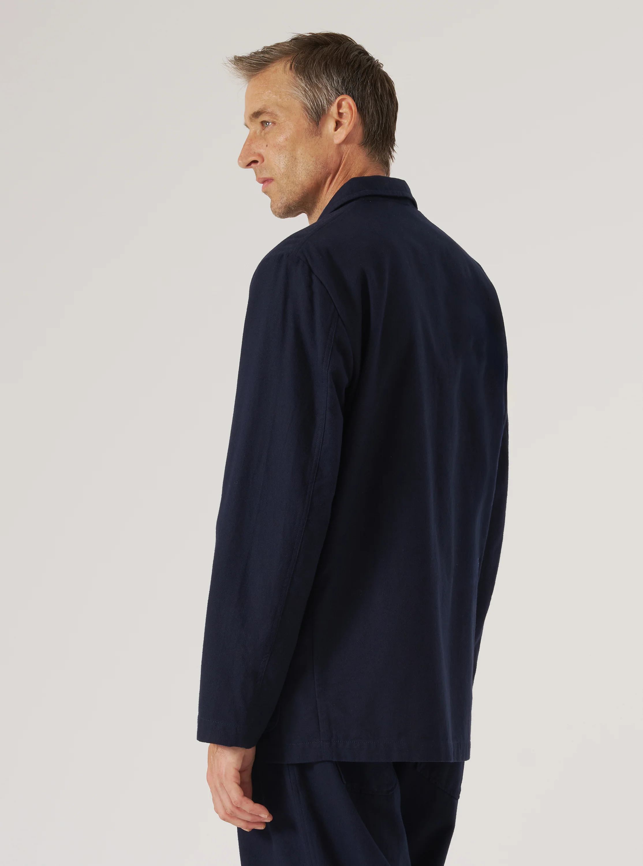 Navy Brushed Moleskin Three Button Jacket - Image 3