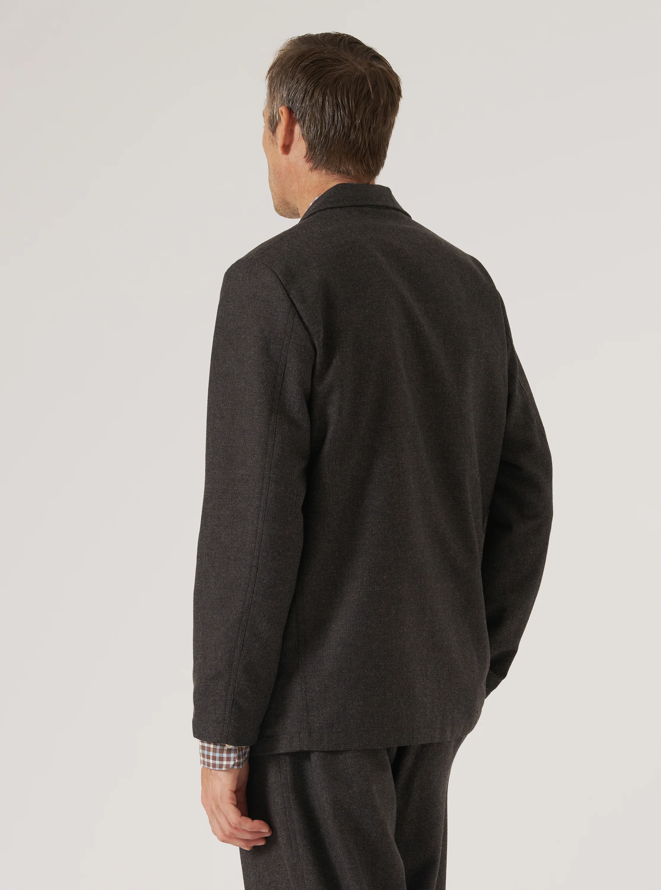 Brown Upcycled Italian Tweed Two Button Jacket - Image 3