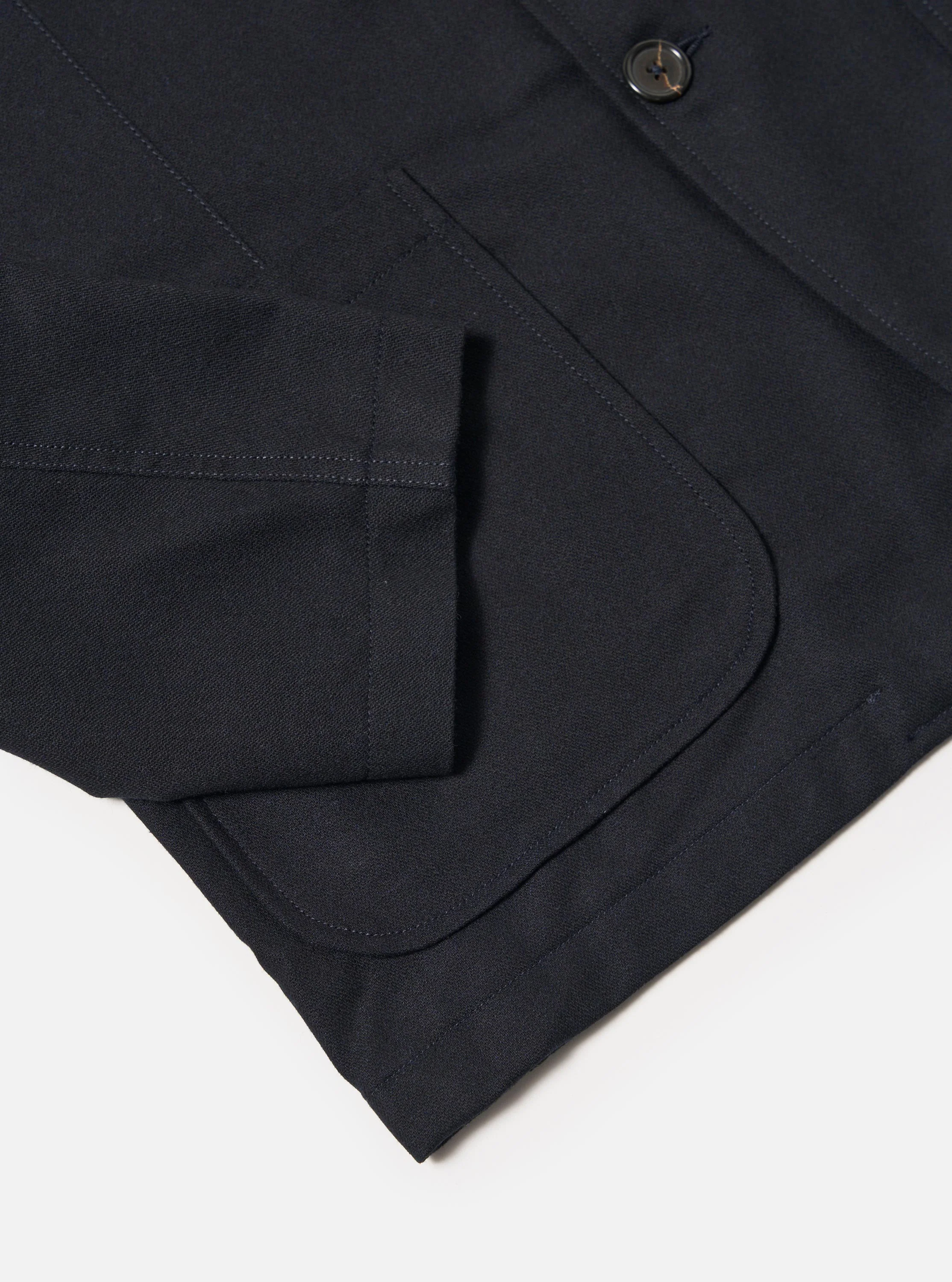 Dark Navy Upcycled Italian Tweed Two Button Jacket - Image 9