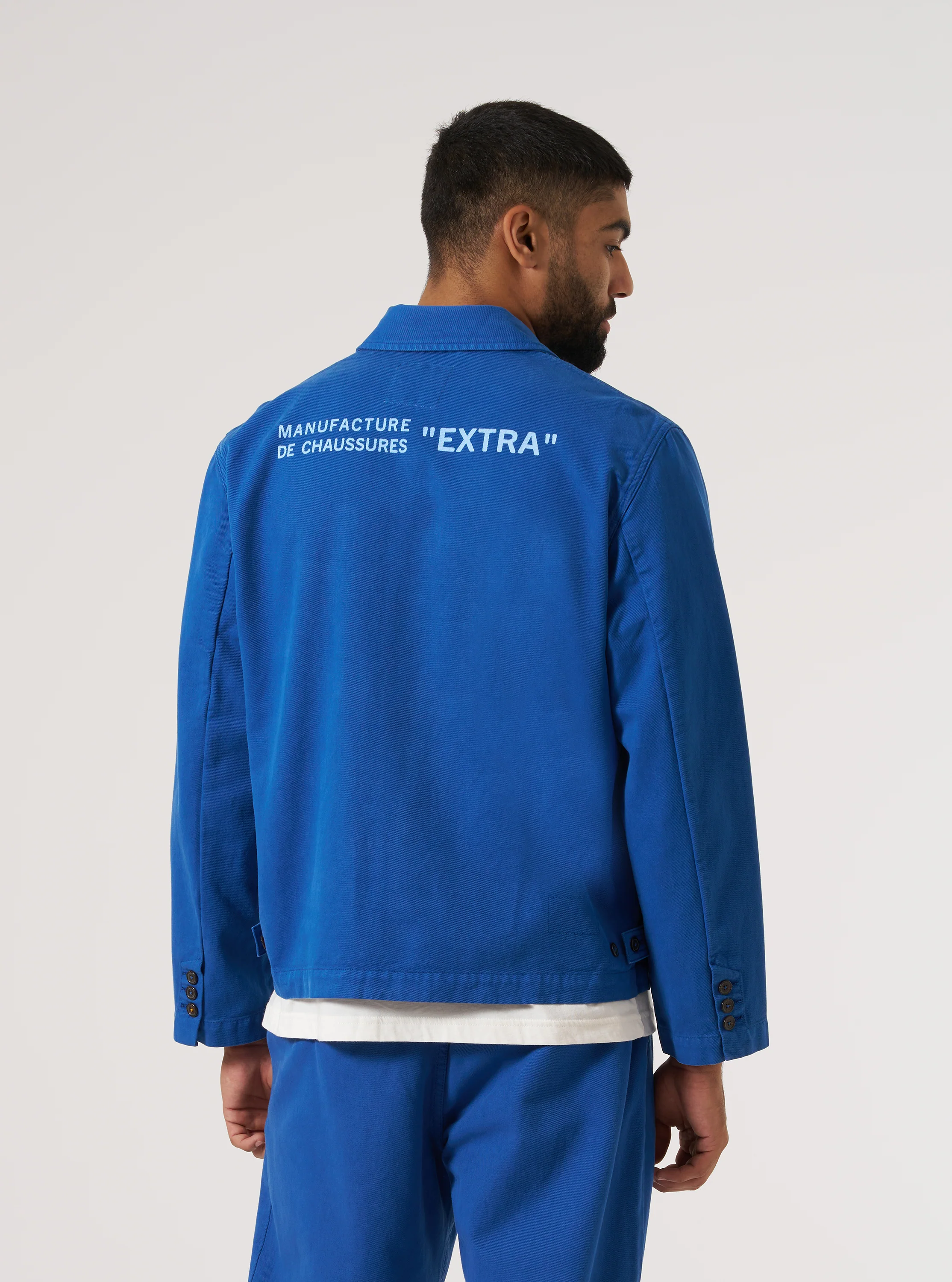 Paraboot x Universal Works Navy Derek Twill Warmus Jacket - Image 3