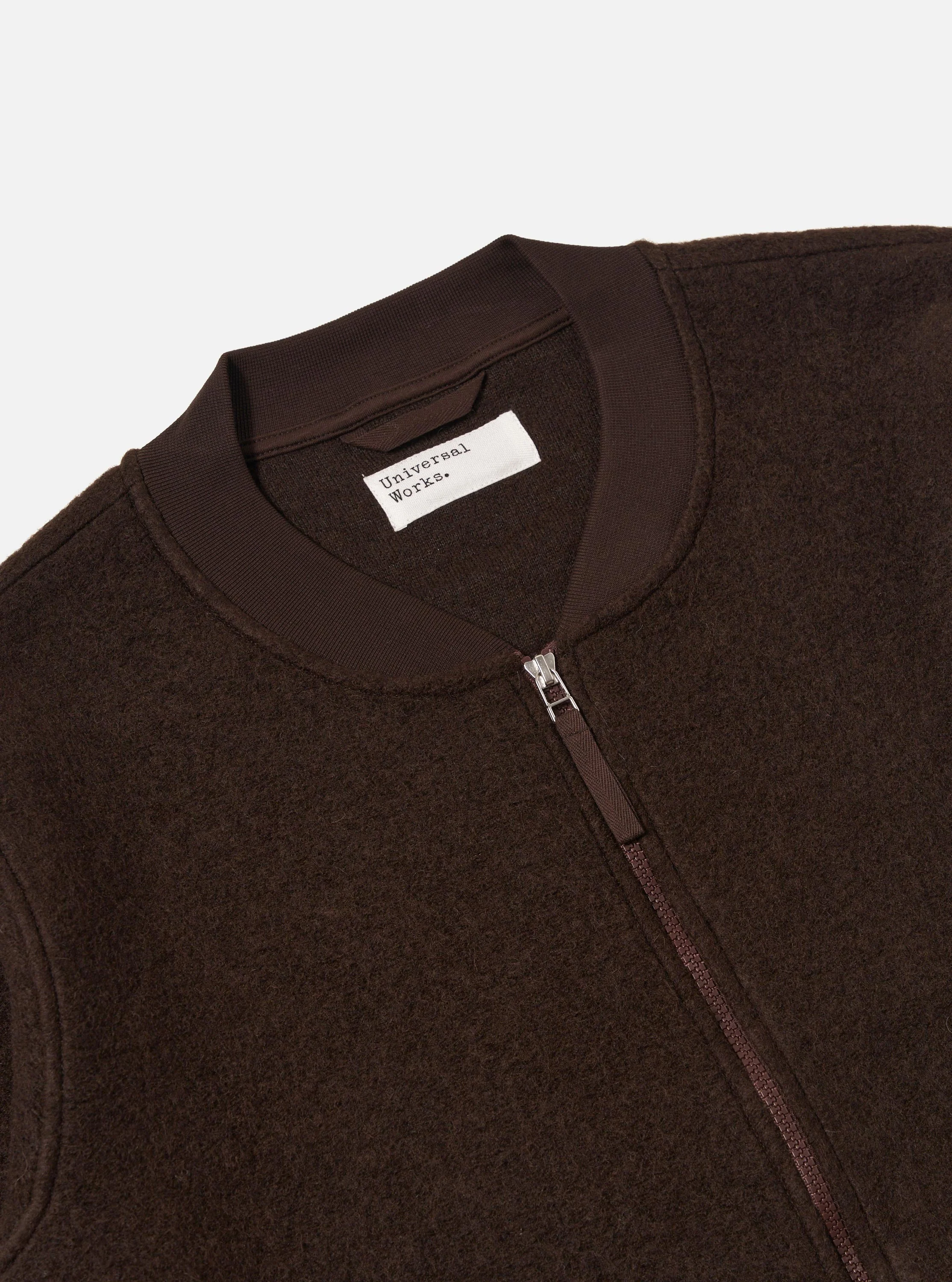 Brown Wool Fleece Zip Bomber - Image 6