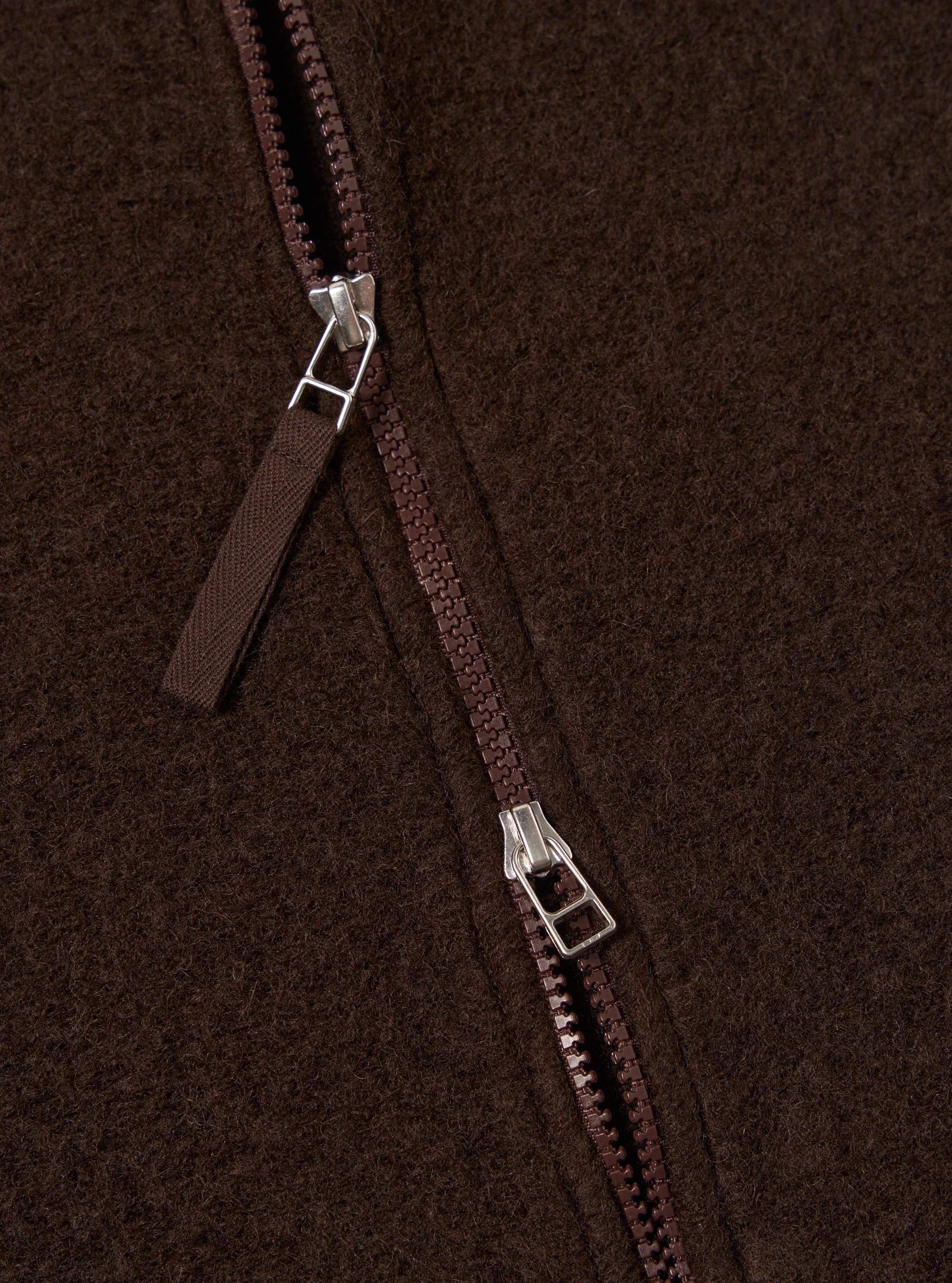 Brown Wool Fleece Zip Bomber - Image 7