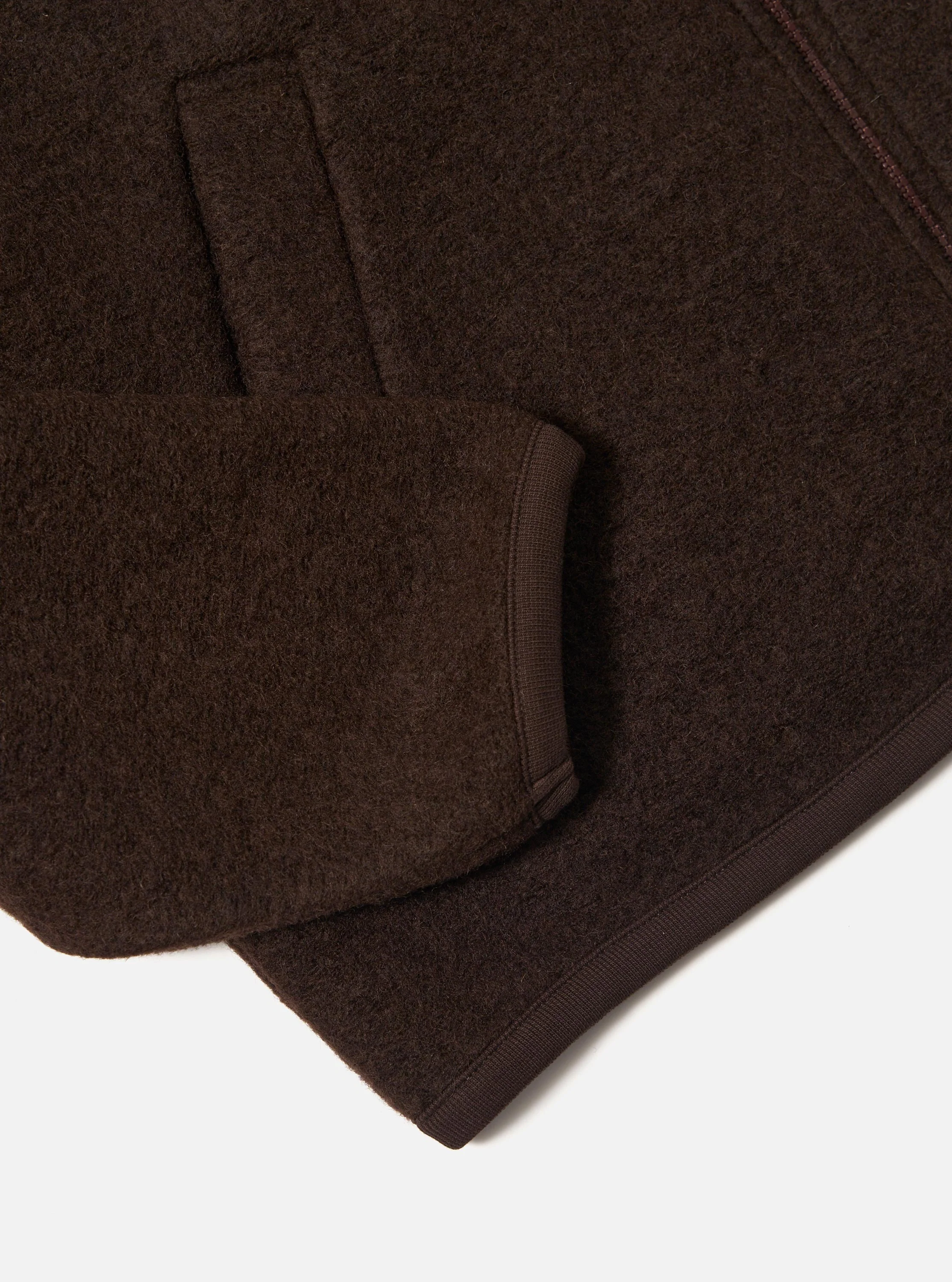 Brown Wool Fleece Zip Bomber - Image 8