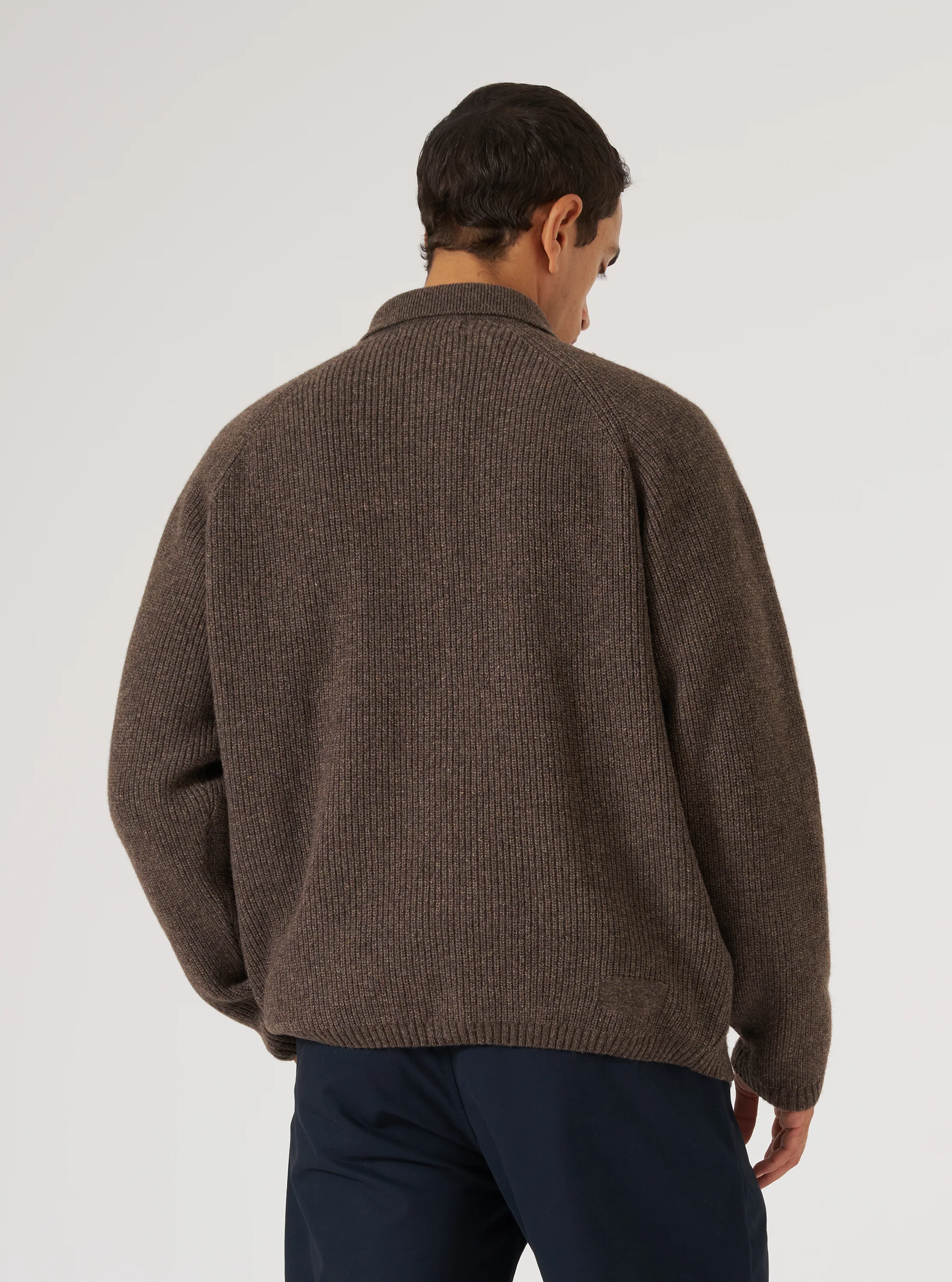 Brown Eco Wool Zip Cardigan - Image 3