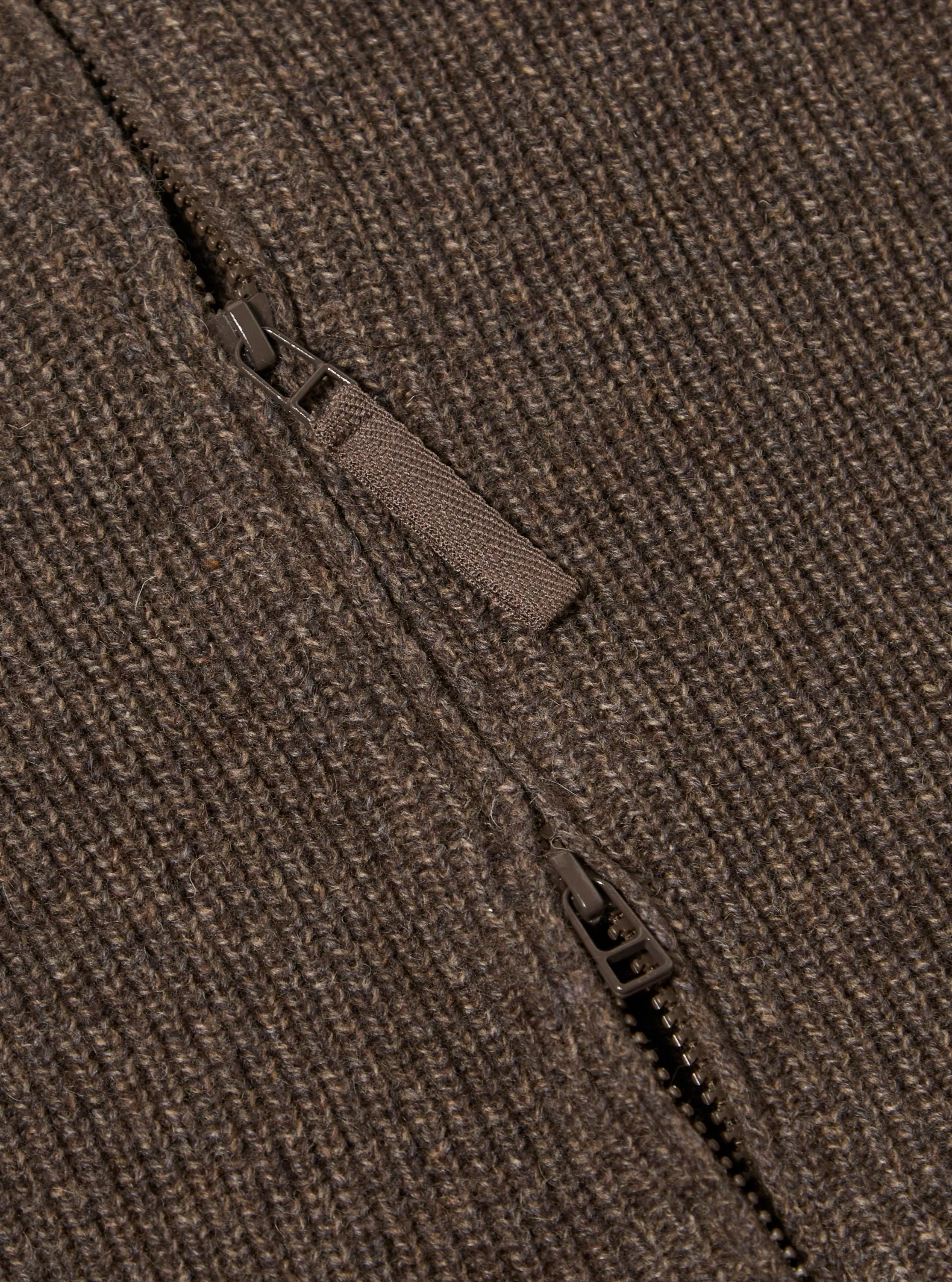 Brown Eco Wool Zip Cardigan - Image 7