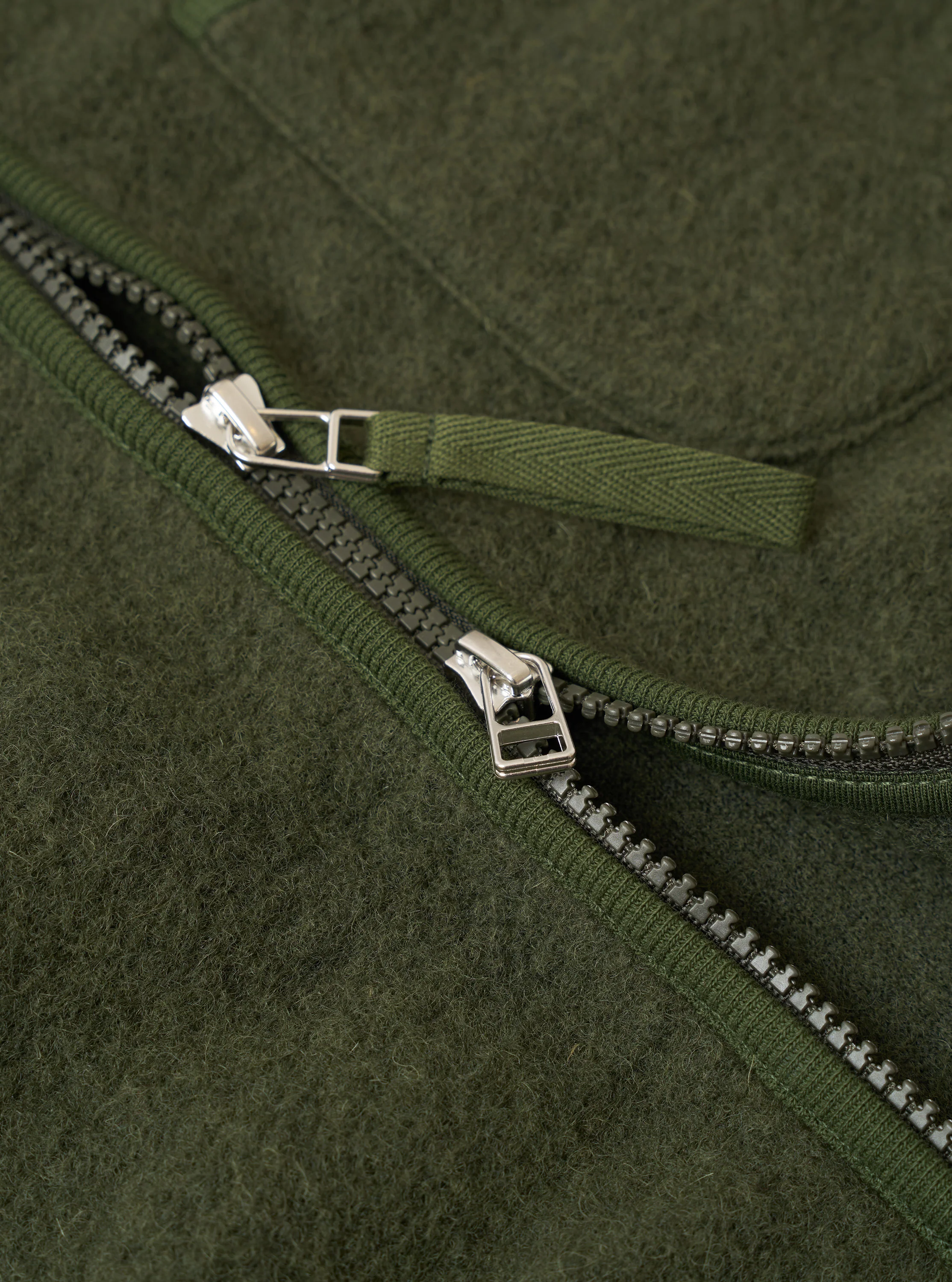 Olive Wool Fleece Zip Gilet - Image 5