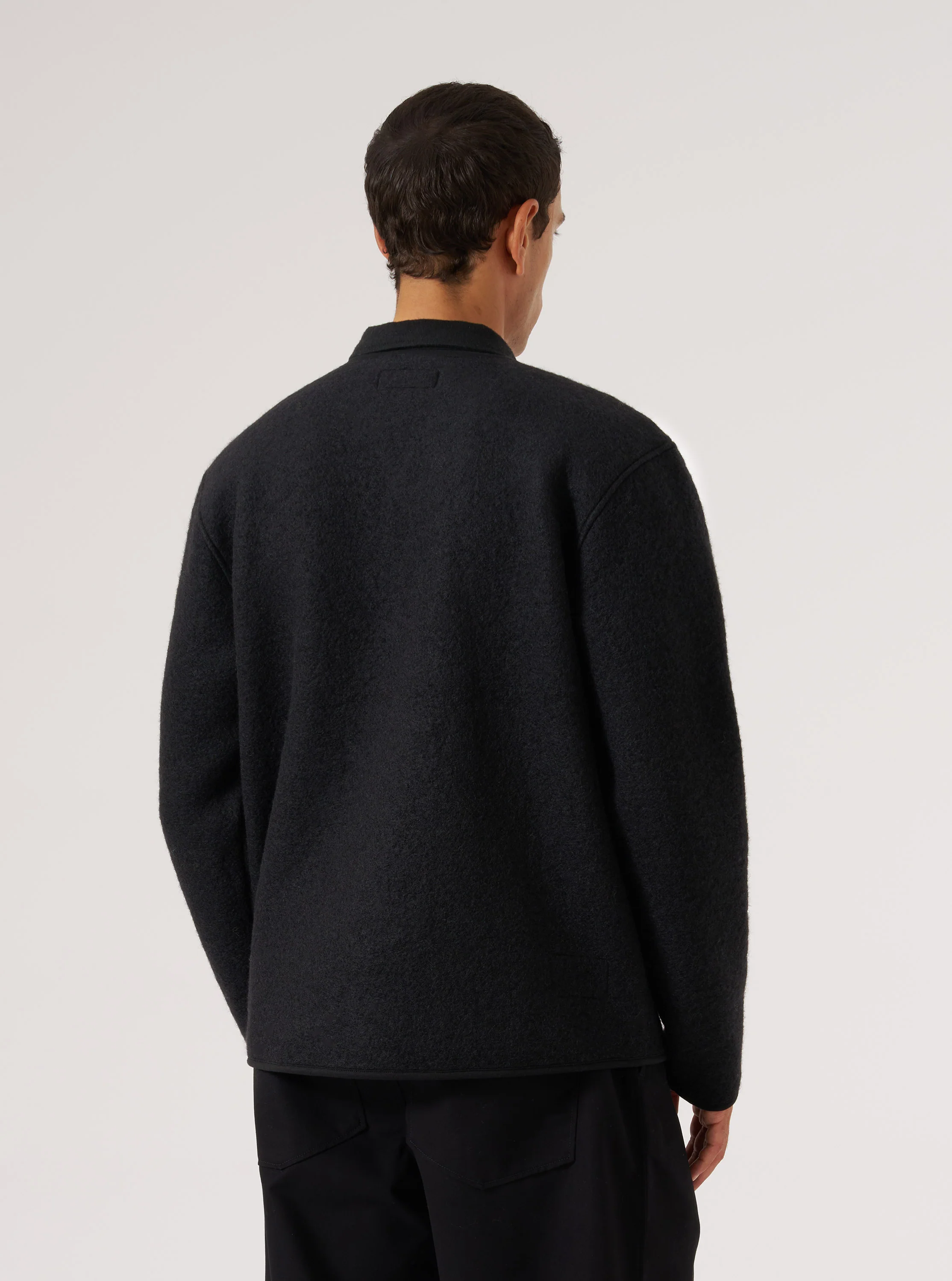 Black Wool Fleece Zip Liner Jacket - Image 3