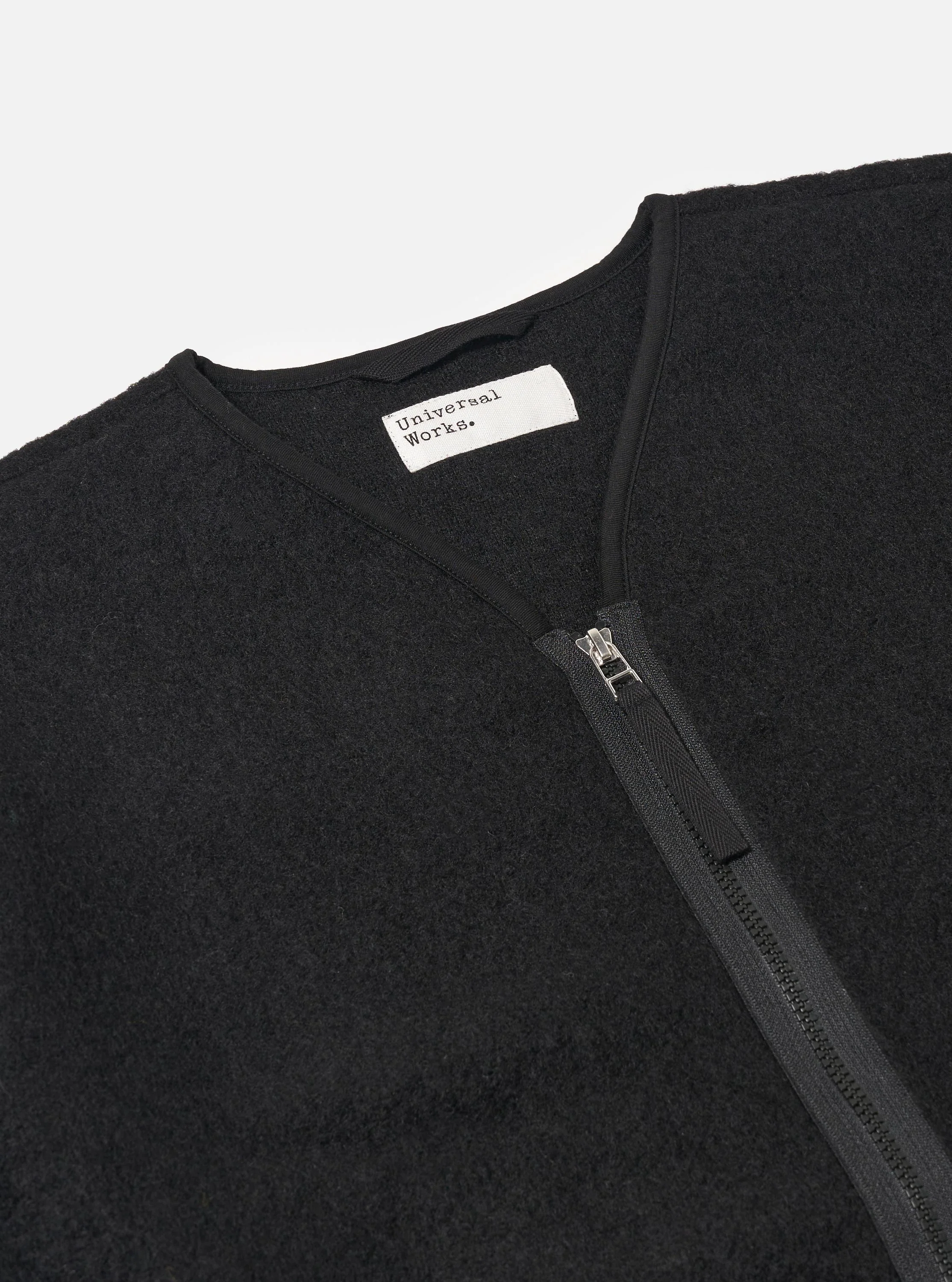 Black Wool Fleece Zip Liner Jacket - Image 6