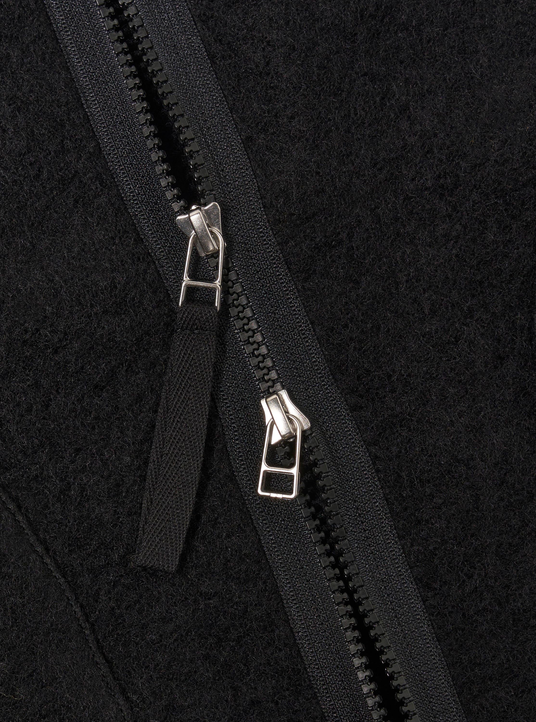 Black Wool Fleece Zip Liner Jacket - Image 7