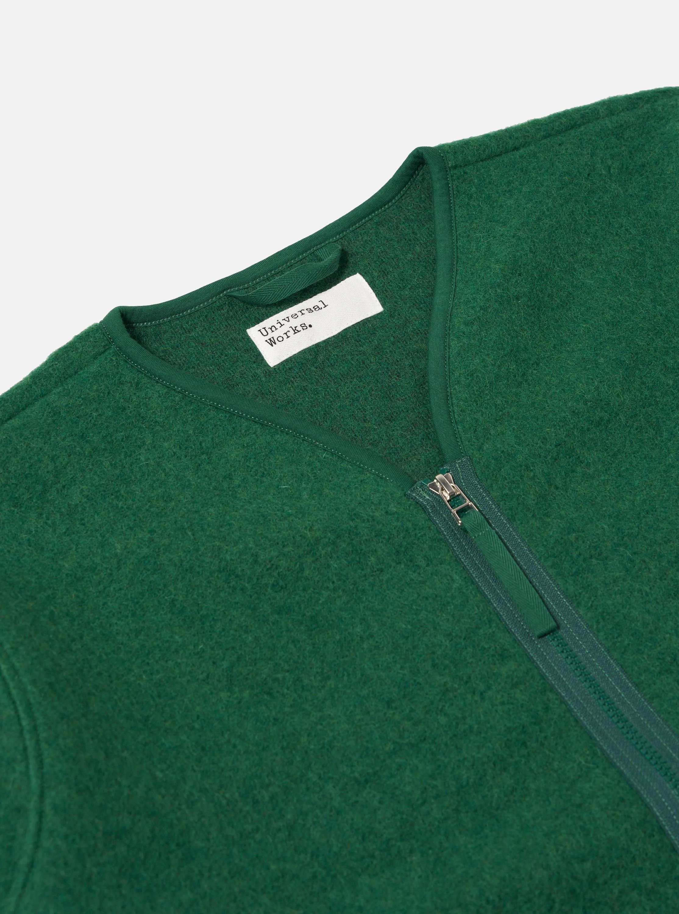 Green Wool Fleece Zip Liner Jacket - Image 6