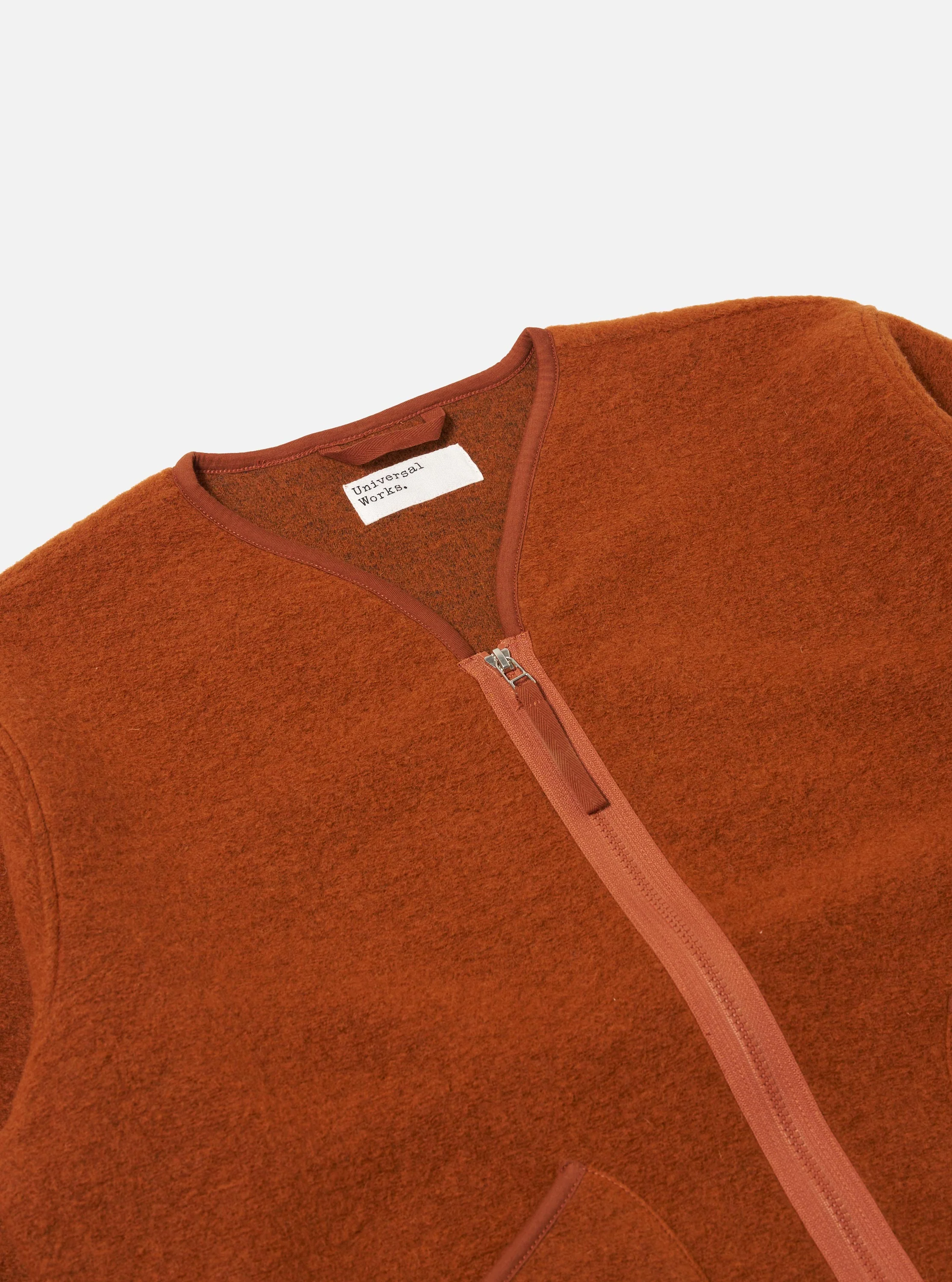 Rust Wool Fleece Zip Liner Jacket - Image 6