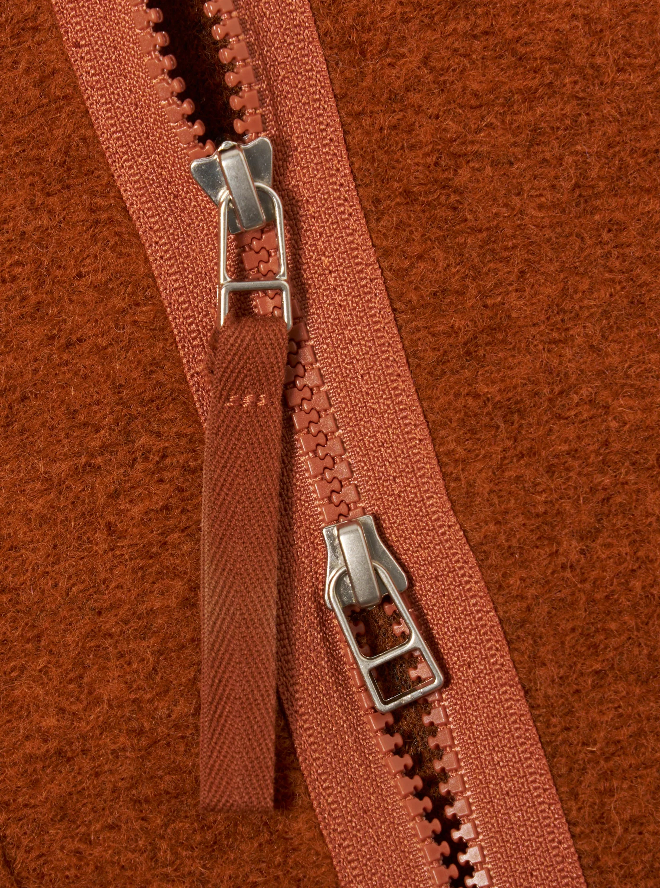 Rust Wool Fleece Zip Liner Jacket - Image 7