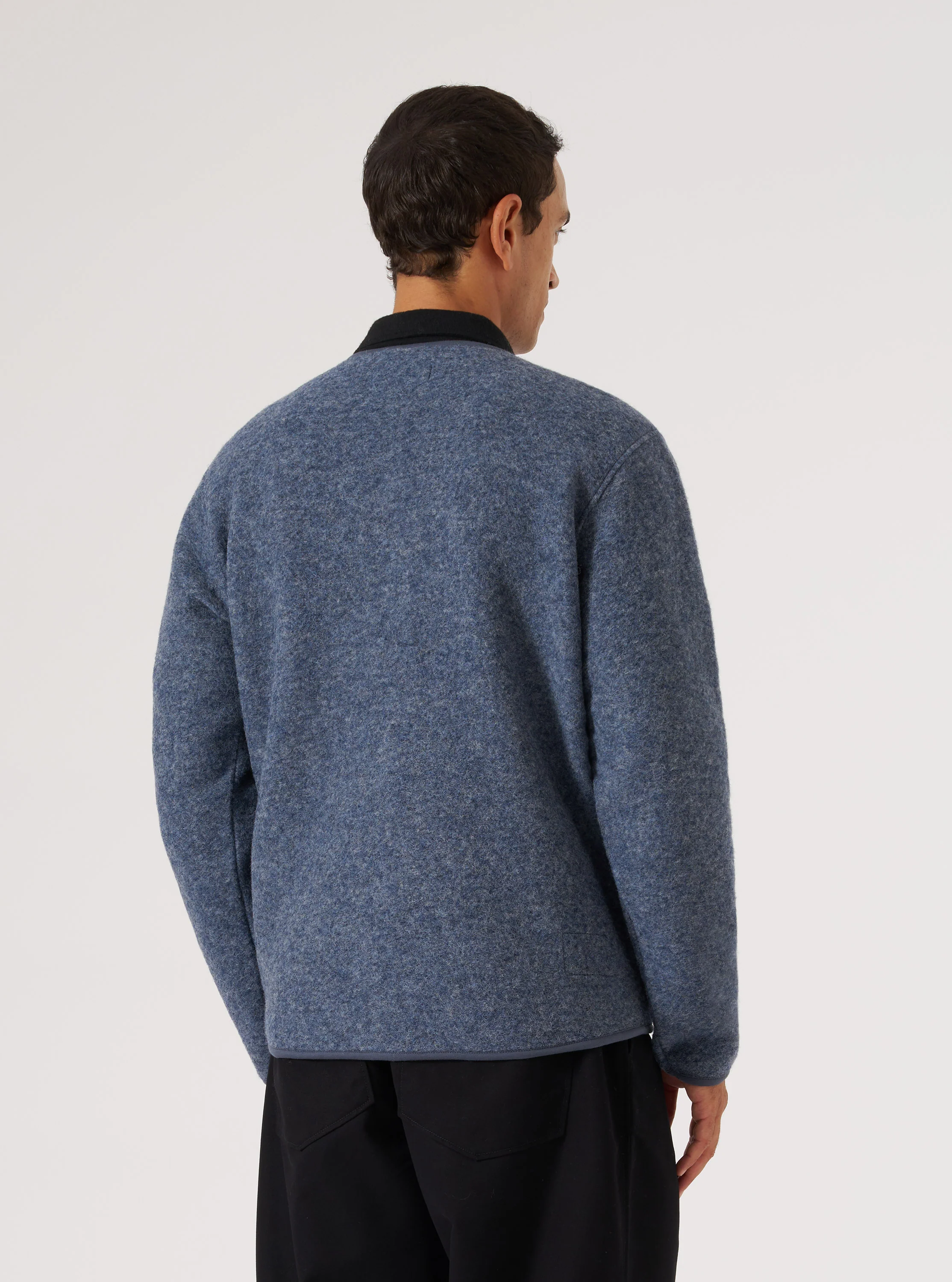 Slate Blue Wool Fleece Zip Liner Jacket - Image 3