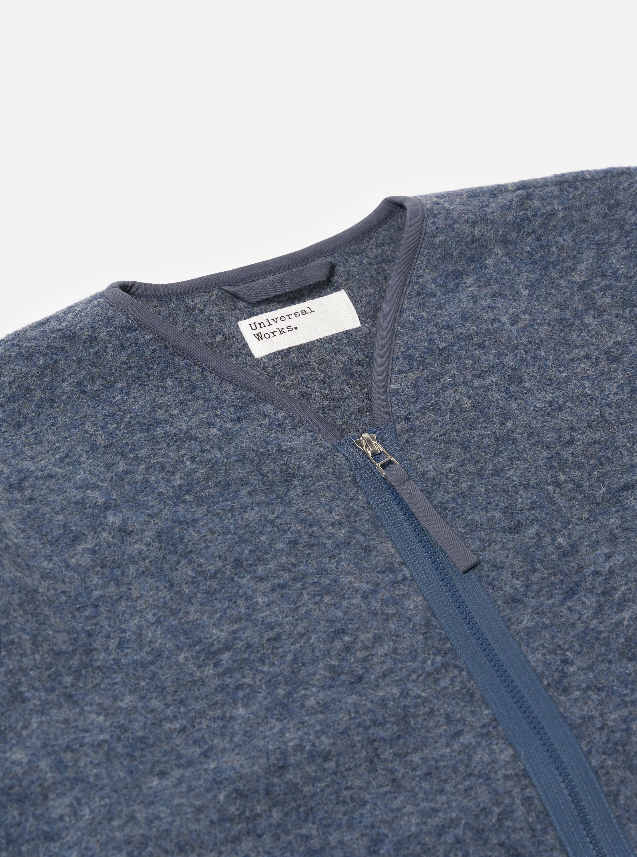 Slate Blue Wool Fleece Zip Liner Jacket - Image 6