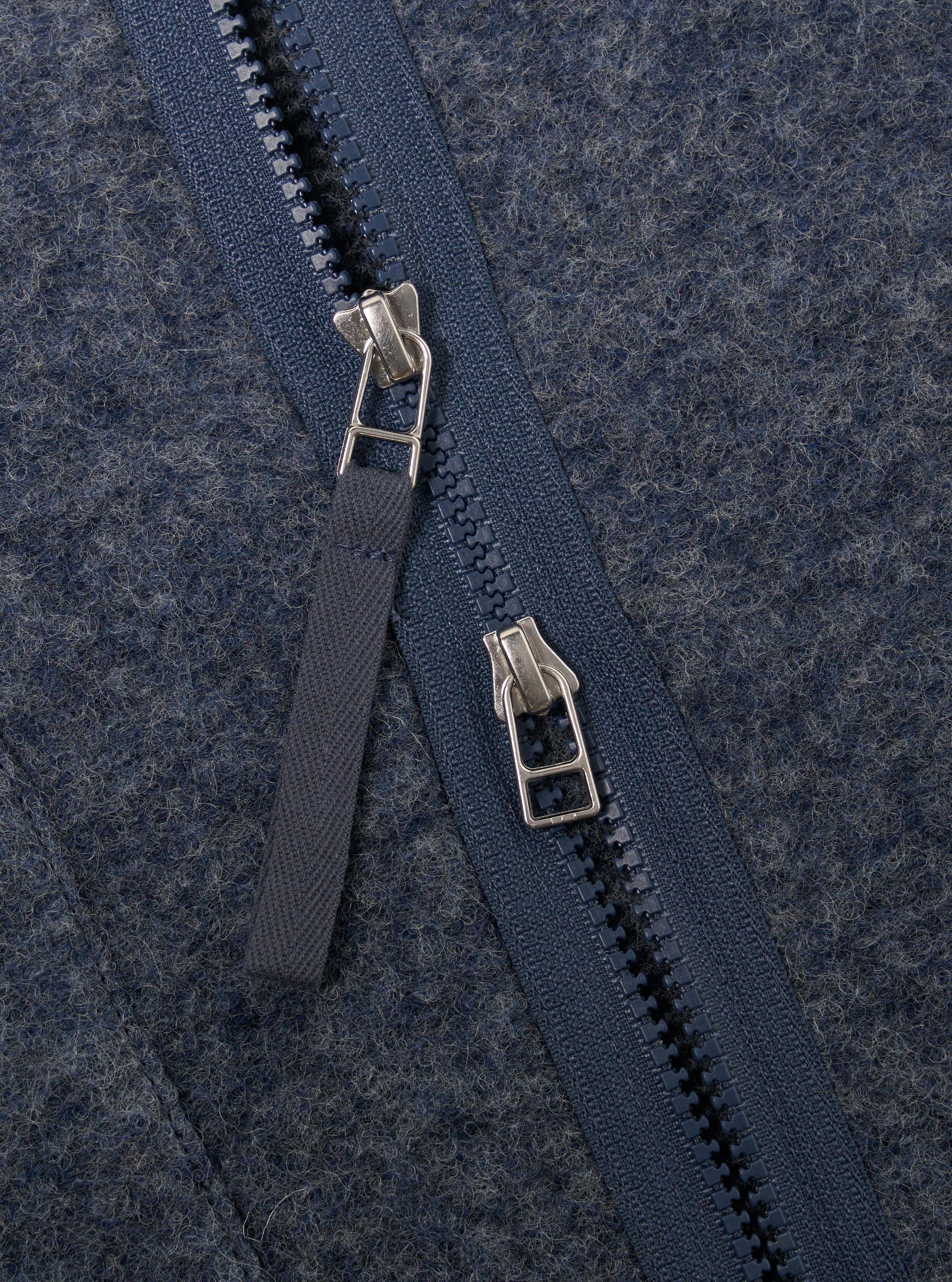 Slate Blue Wool Fleece Zip Liner Jacket - Image 7