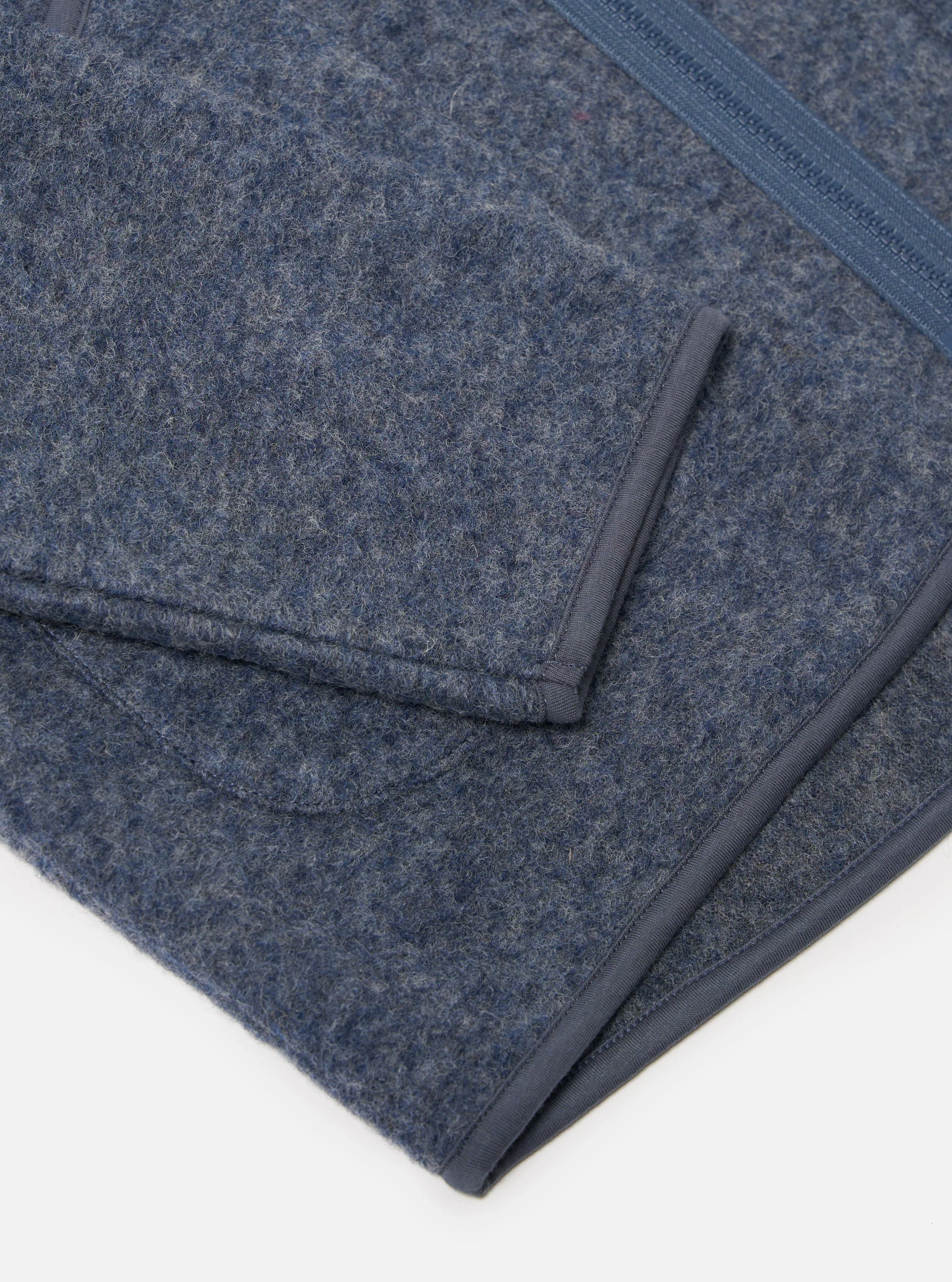 Slate Blue Wool Fleece Zip Liner Jacket - Image 8