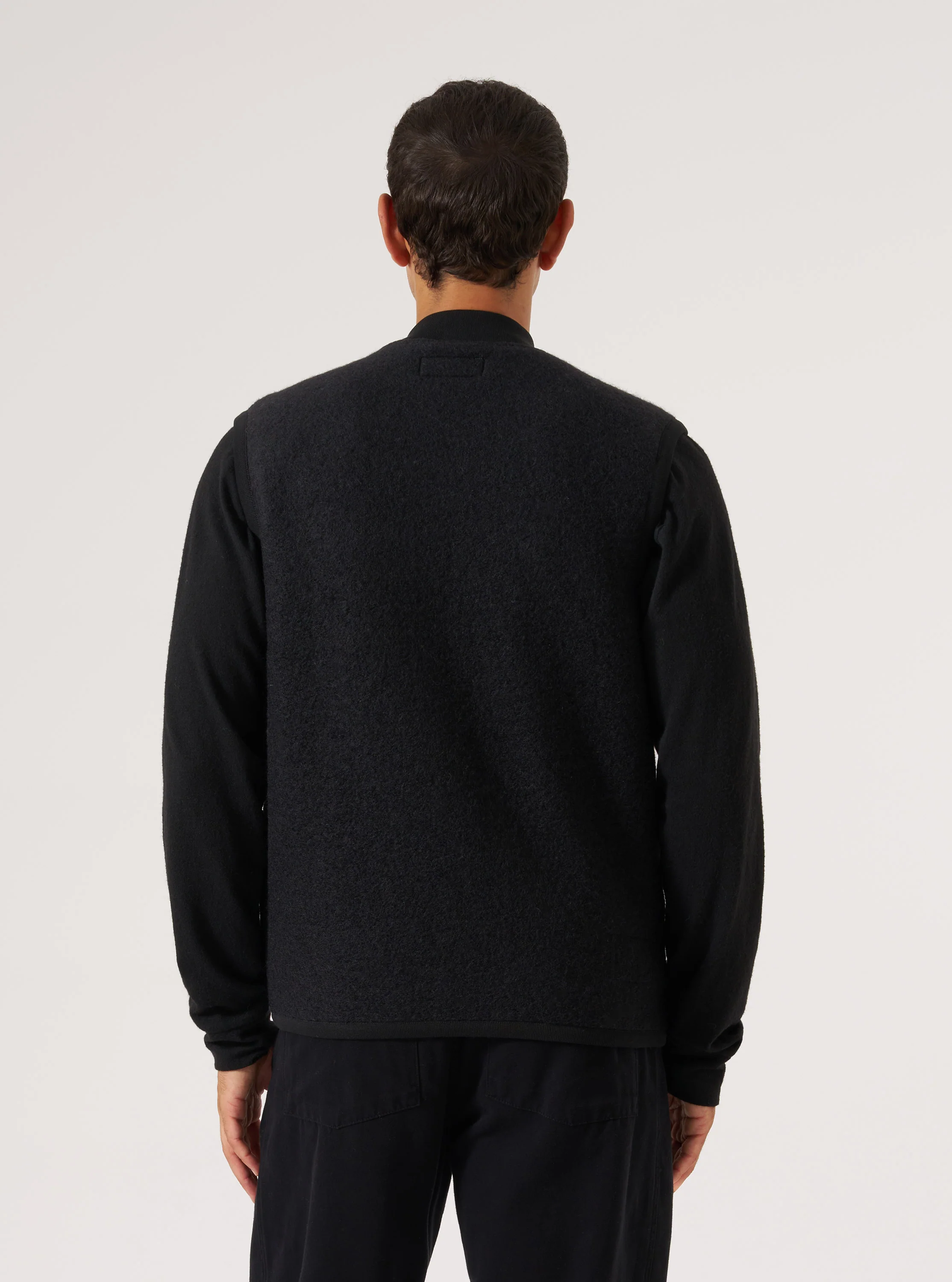 Black Wool Fleece Zip Waistcoat - Image 3