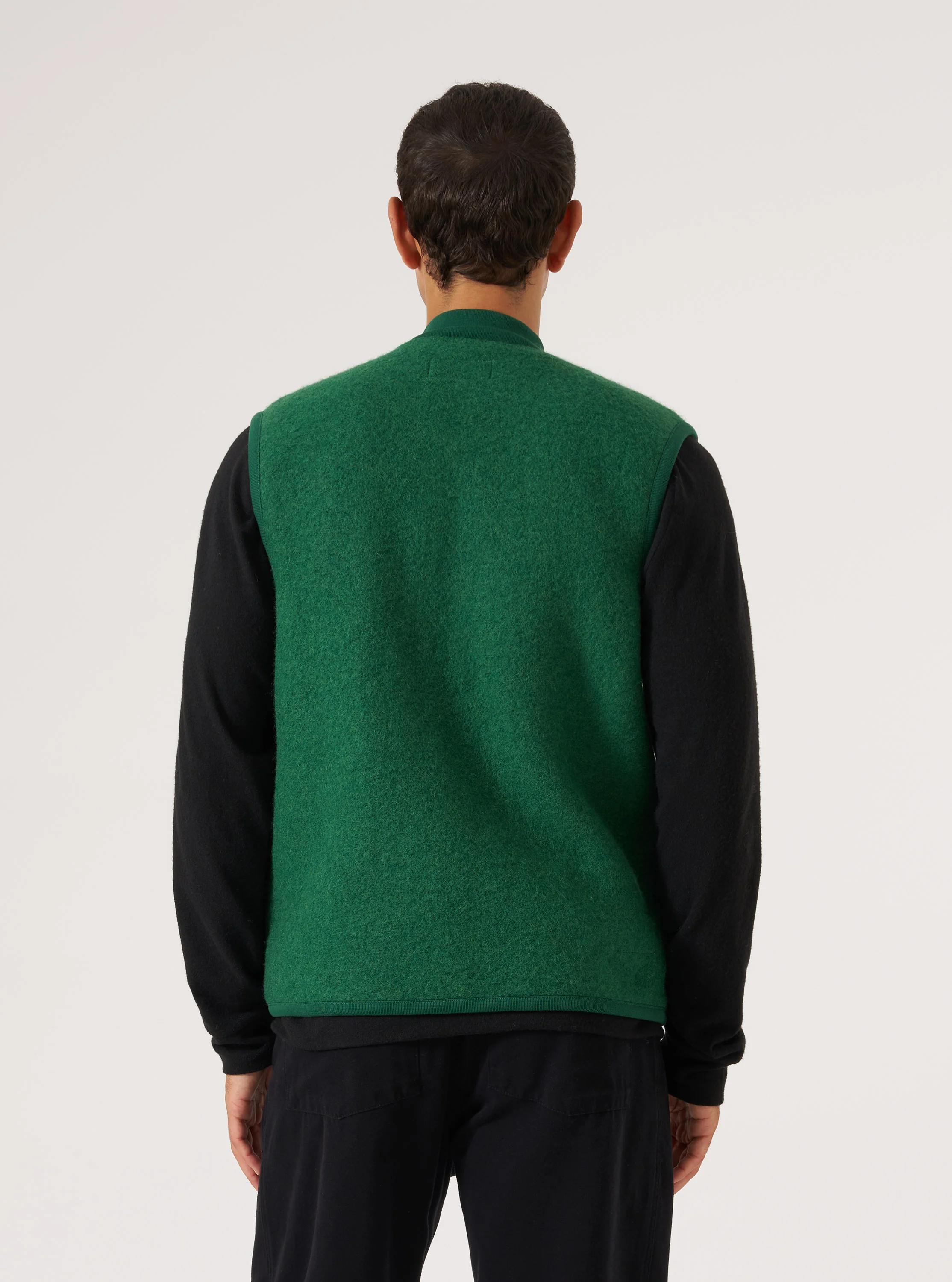 Green Wool Fleece Zip Waistcoat - Image 3