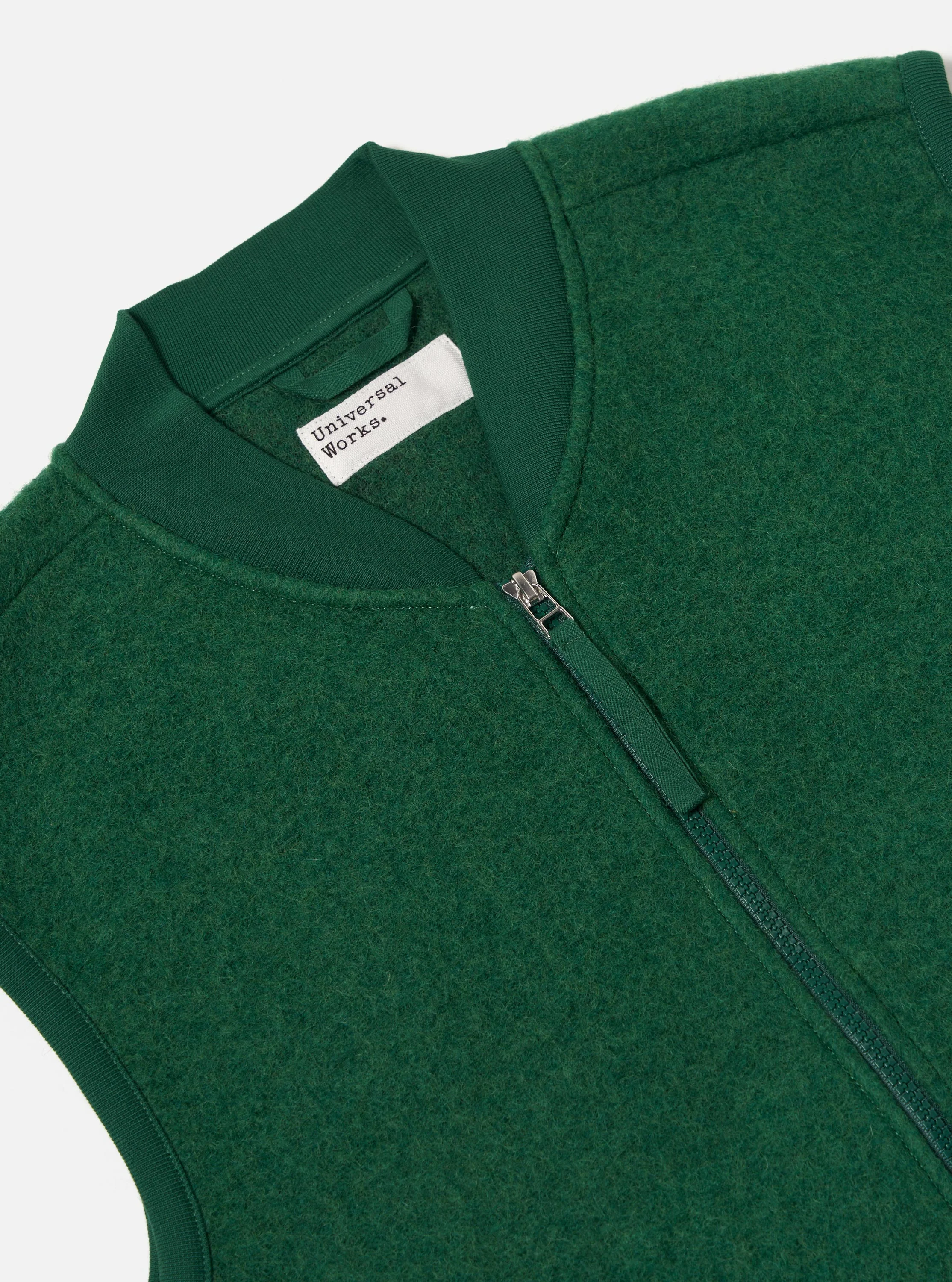 Green Wool Fleece Zip Waistcoat - Image 6