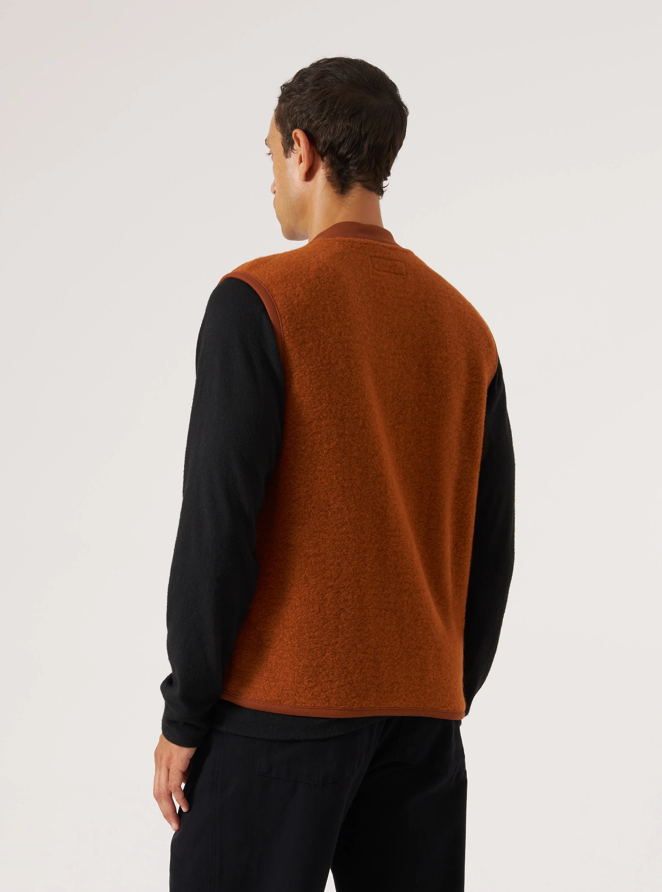 Rust Wool Fleece Zip Waistcoat - Image 3