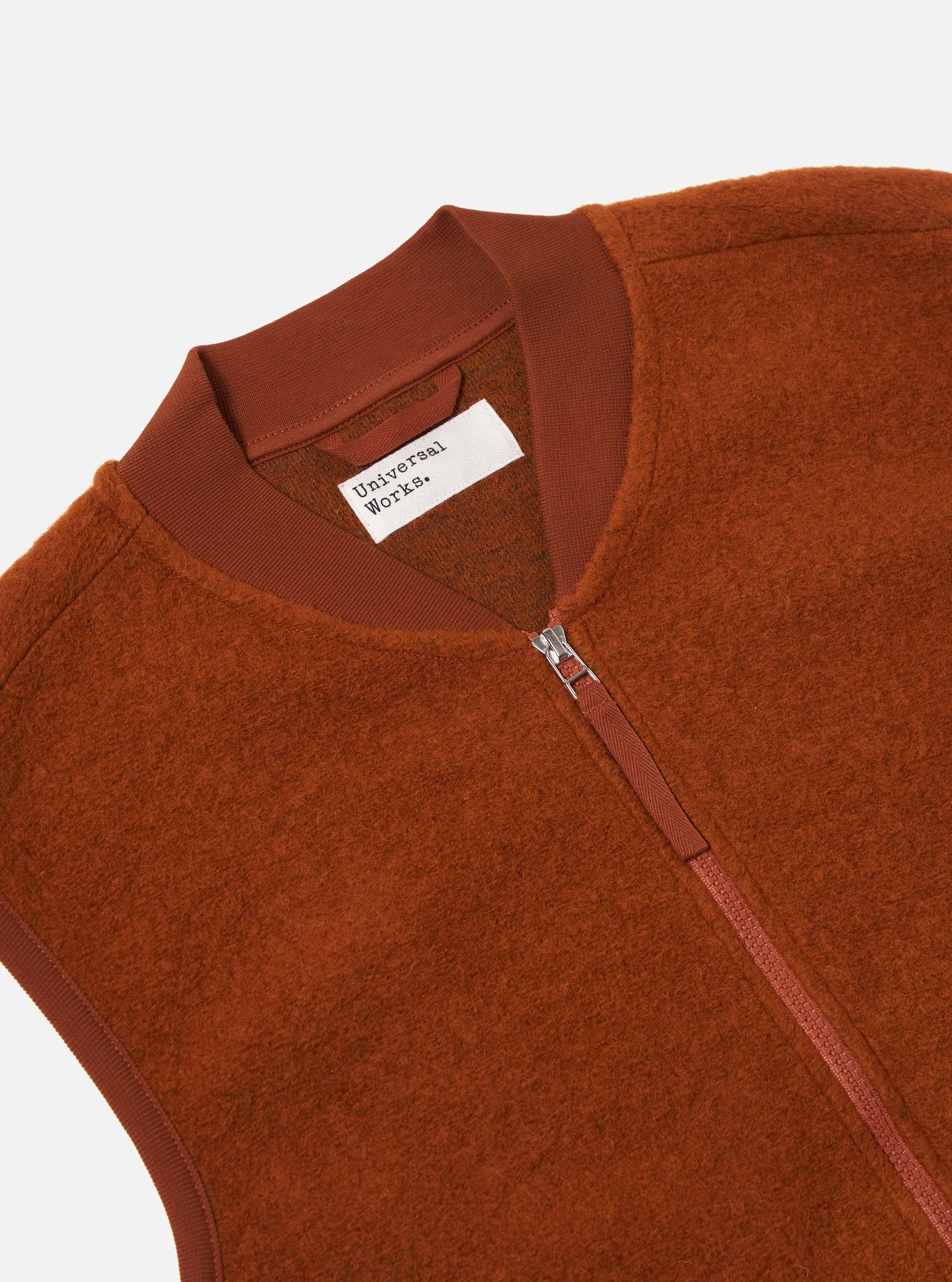 Rust Wool Fleece Zip Waistcoat - Image 6