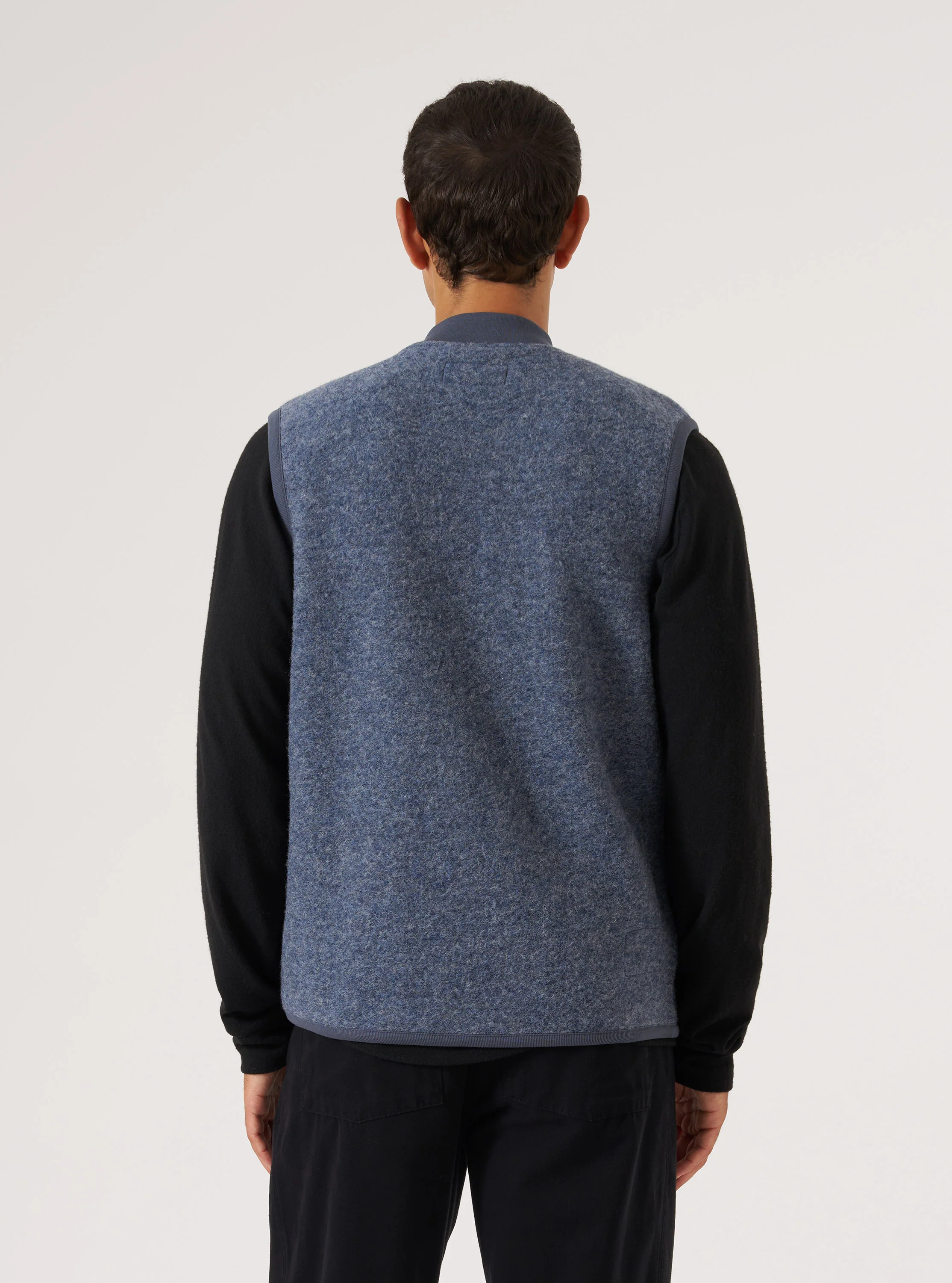 Slate Blue Wool Fleece Zip Waistcoat - Image 3