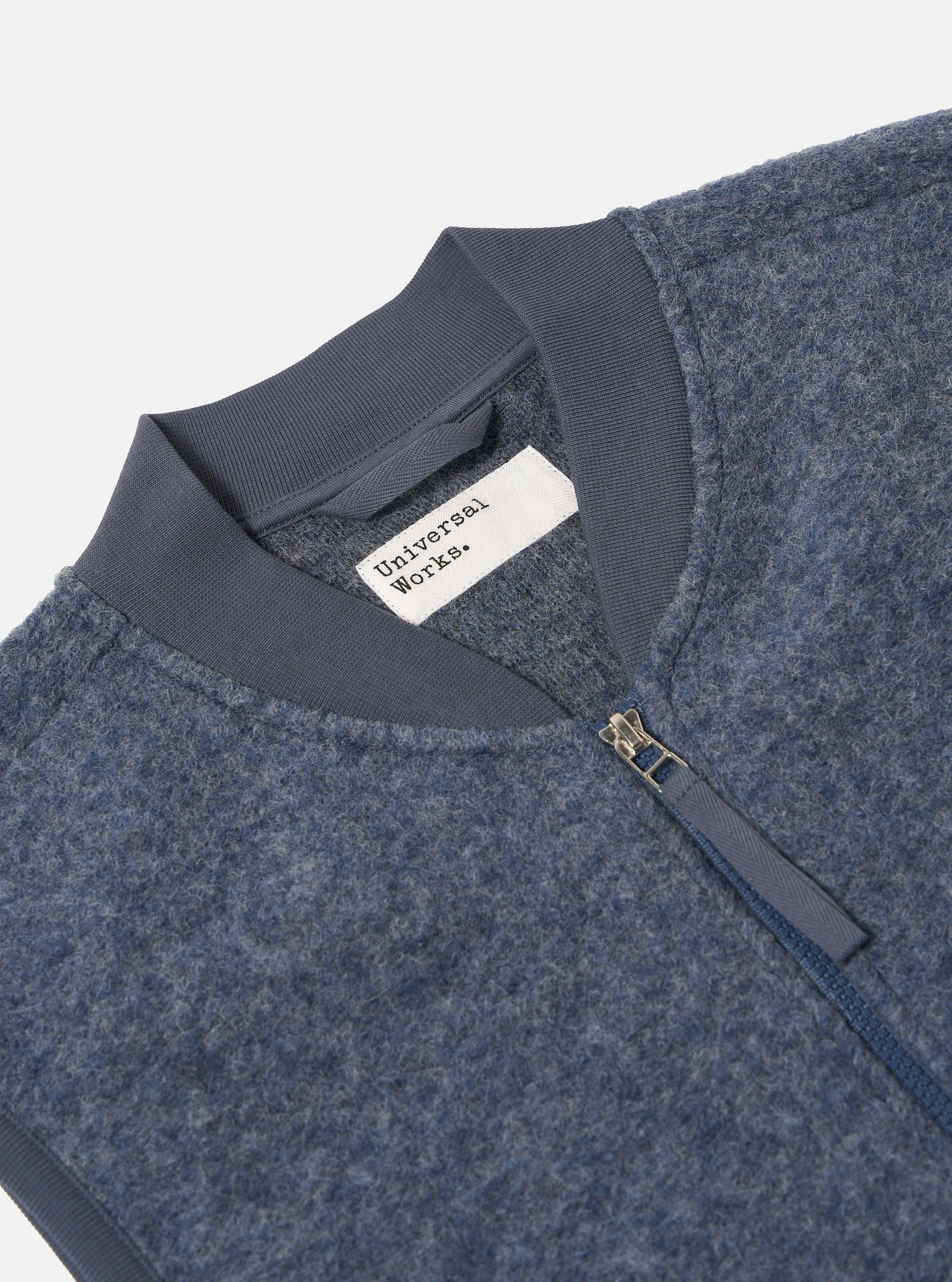 Slate Blue Wool Fleece Zip Waistcoat - Image 6